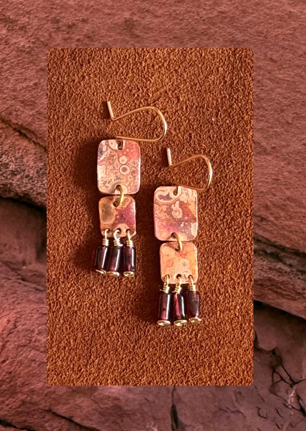 Rainbow patina earrings