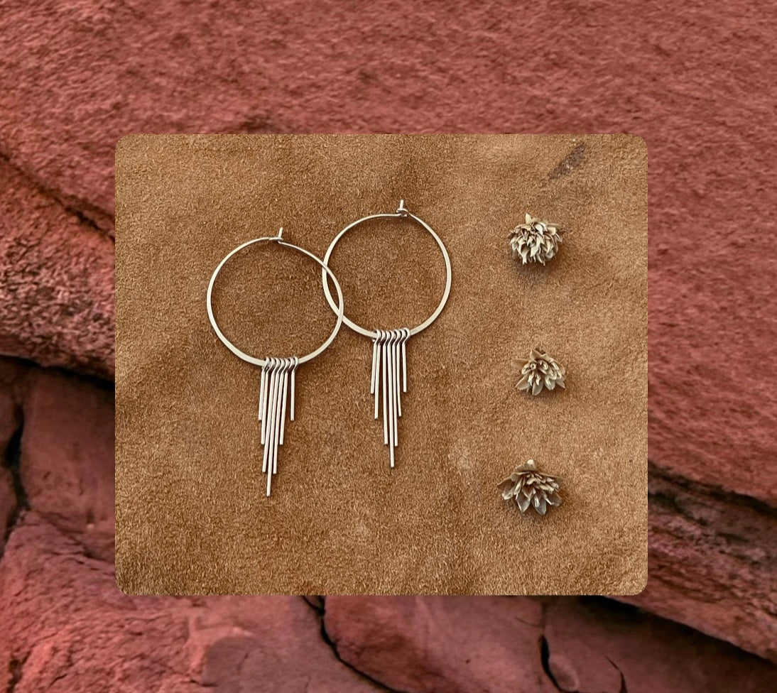 Stardust fringe hoops (made to order)